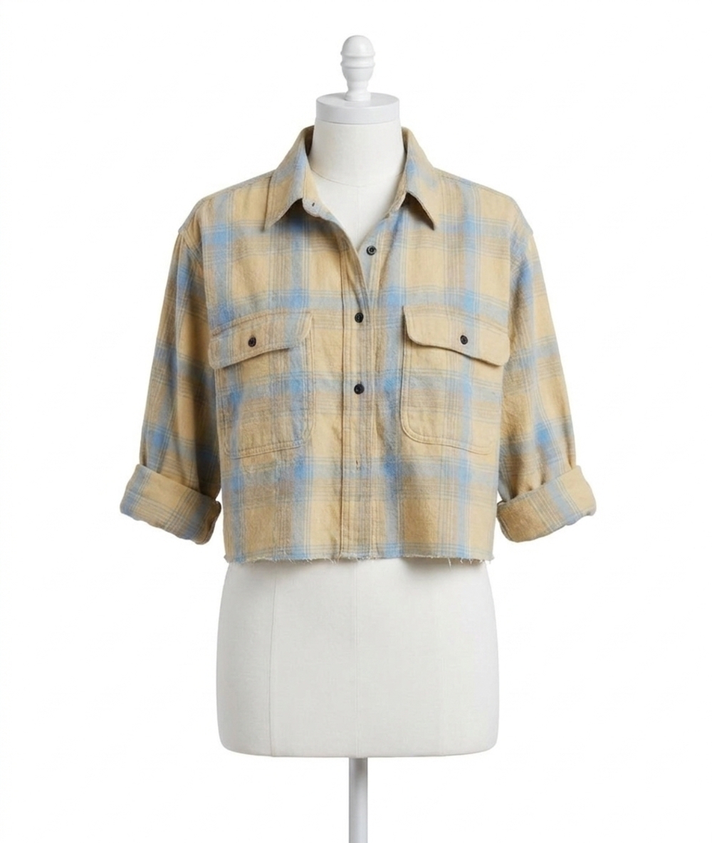NEW ASKK NY crosby flannel button-down in yellow